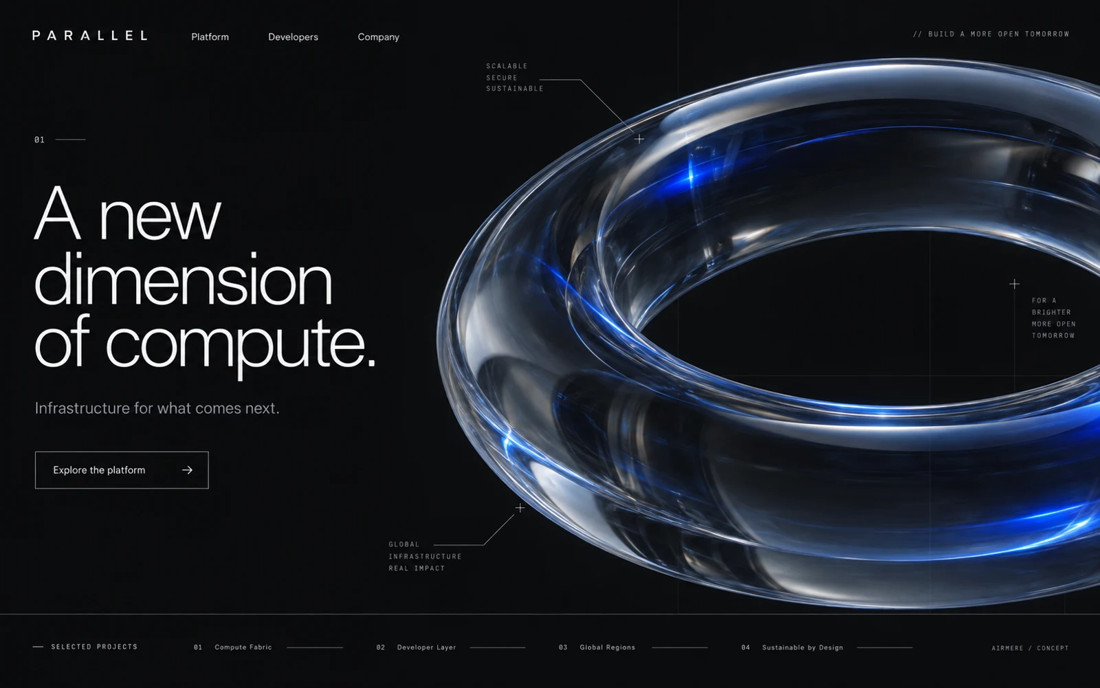 Parallel, an Airmere technology website concept.